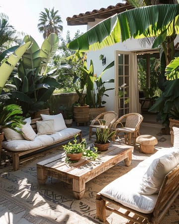 boho-tuin-met-planten-en-rotan-tuinset-